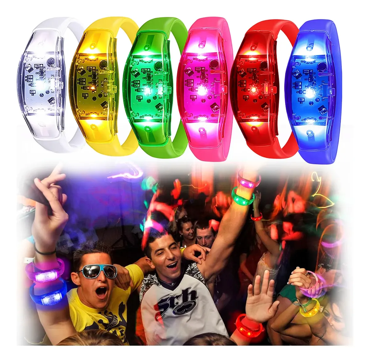 Audio Music Dj - 6 قطع من أساور LED تتفاعل
